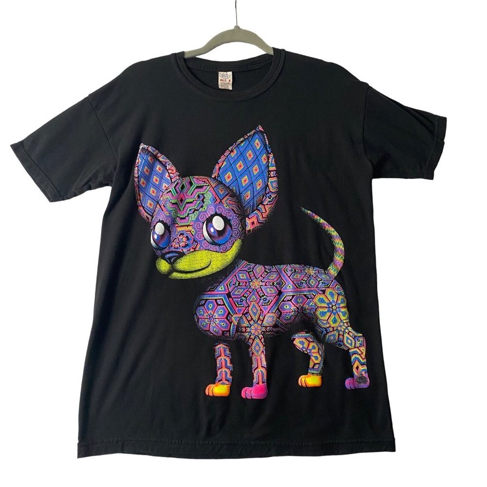 Vtg‎ Vice Graphic Chihuahua Tee T-Shirt Unisex Medium Black Single Stitch Mexico